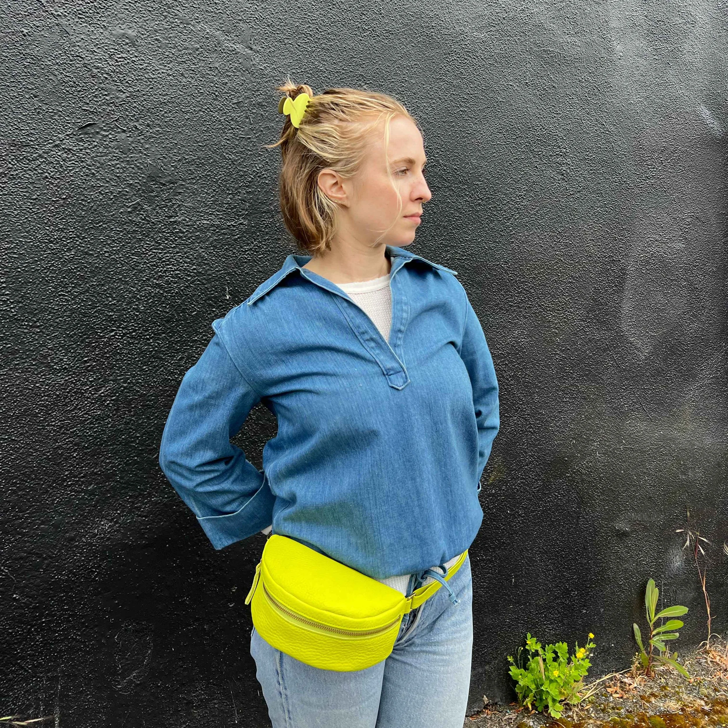 PRIMECUT: CHARTREUSE LEATHER BUM BAG